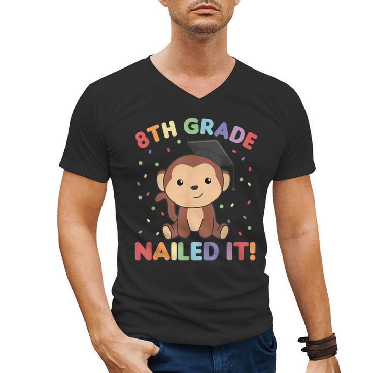 Kids 8th Grade Nailed It Monkey Graduation Men's V-Neck T-Shirt
