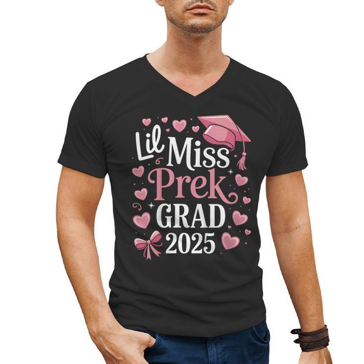 Kids Little Miss Pre-K Grad 2025 Preschool Girls Prek Graduation Men's V-Neck T-Shirt