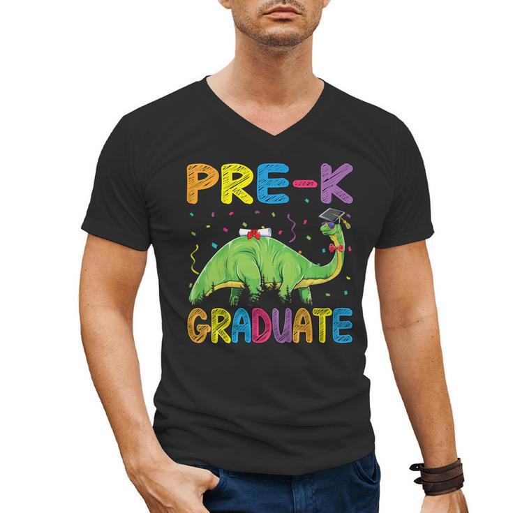 Kids Pre-K Graduate Brontosaurus Dino Pre Kindergarten Graduation Men's V-Neck T-Shirt