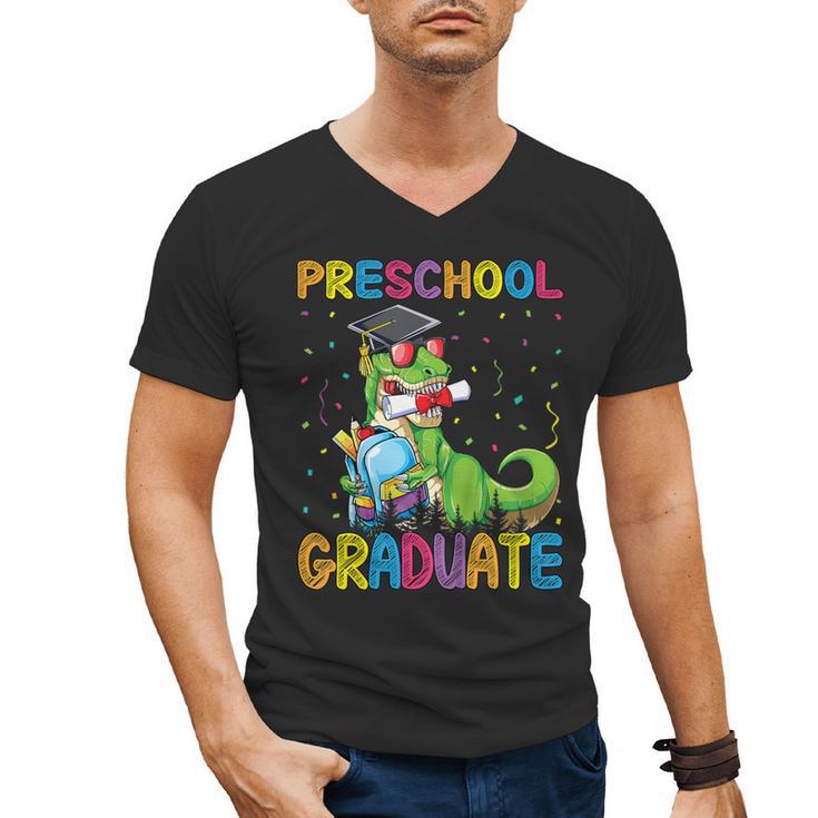 Kids Preschool Graduate T-Rex Dinosaur Preschool Graduation Men's V-Neck T-Shirt