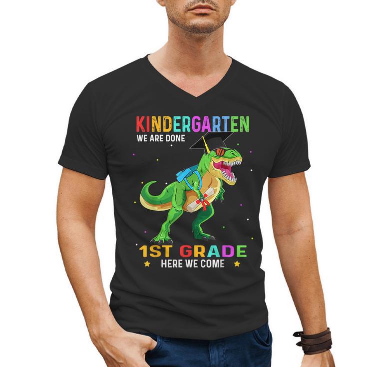 Kindergarten Graduation 1st Here We Come Class 2023 Dinosaur Men's V-Neck T-Shirt