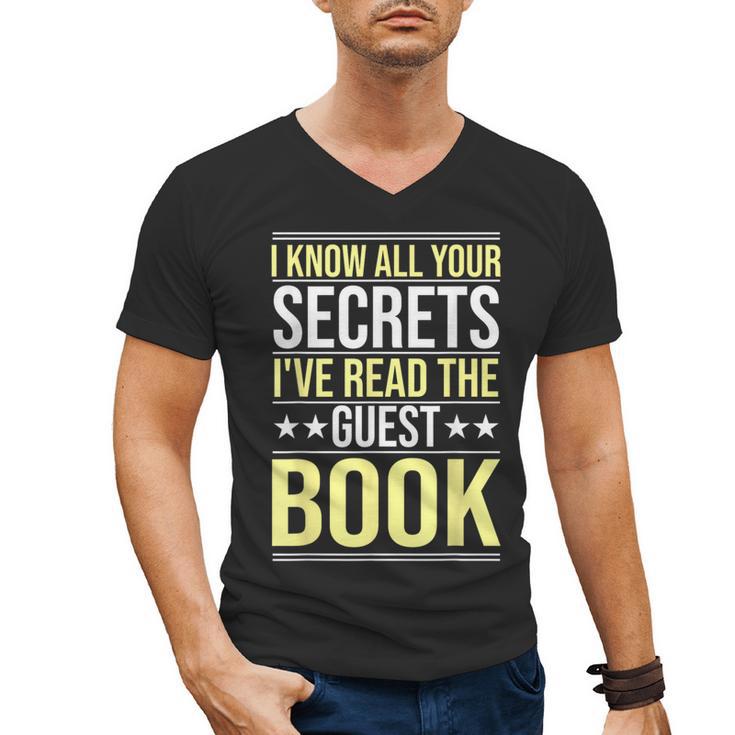 I Know All Your Secrets i Have Read Guest Book Hotel Manager Men's V-Neck T-Shirt