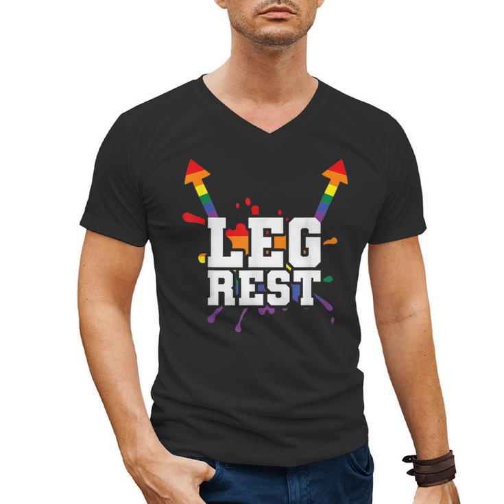 Leg Rest Naughty Dad Joke Vagitarian Lesbian Men's V-Neck T-Shirt