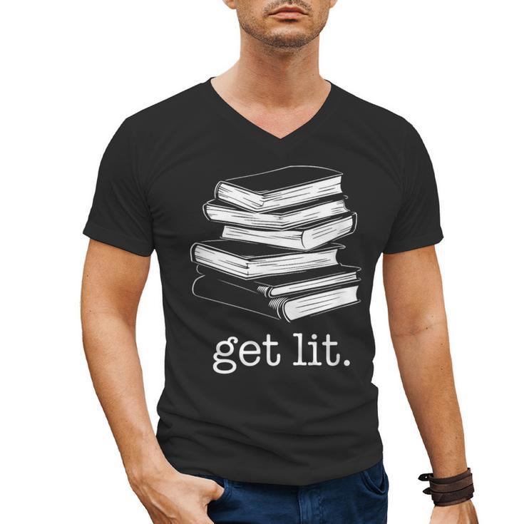 Let's Get Lit Books Men's V-Neck T-Shirt