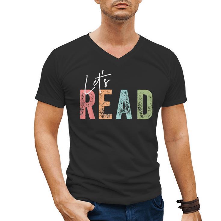 Let's Read Book Nerd Reading Book Lover Librarian Teacher Men's V-Neck T-Shirt