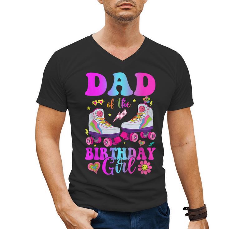 Let's Roll Dad Of The Birthday Girl Roller Skate Birthday Men's V-Neck T-Shirt