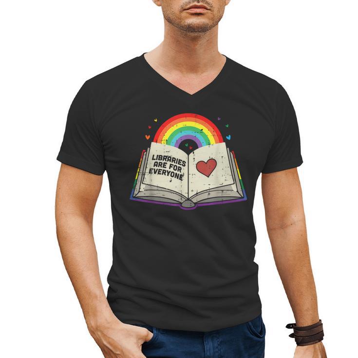 Libraries Are For Everyone Book LGBTQ Ally Gay Pride Month Men's V-Neck T-Shirt