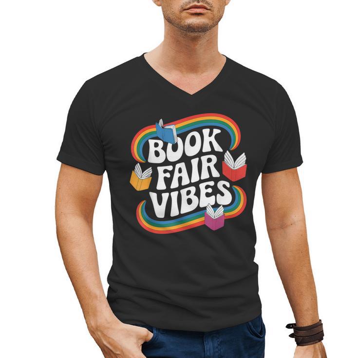 Library Book Fair Vibe Groovy Retro School Reading Nostalgic Men's V-Neck T-Shirt Library Book Fair Vibe Groovy Retro School Reading Nostalgic Men's V-Neck T-Shirt