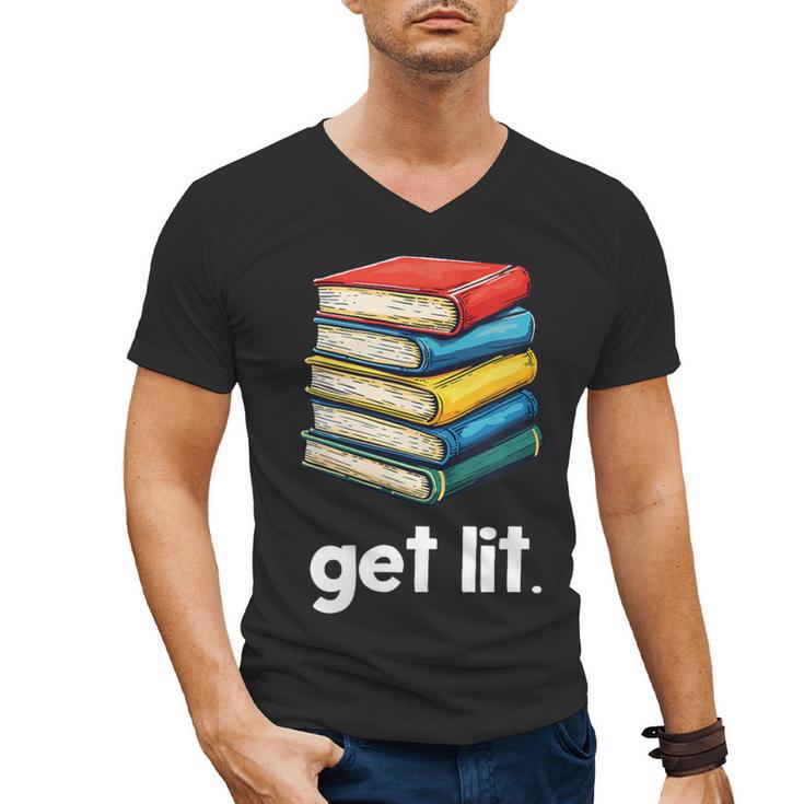 Get Lit With Books Men's V-Neck T-Shirt