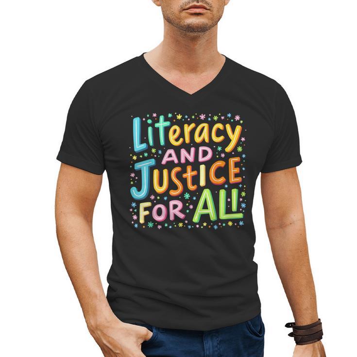 Literacy And Justice For All Protect Banned Books Library Men's V-Neck T-Shirt