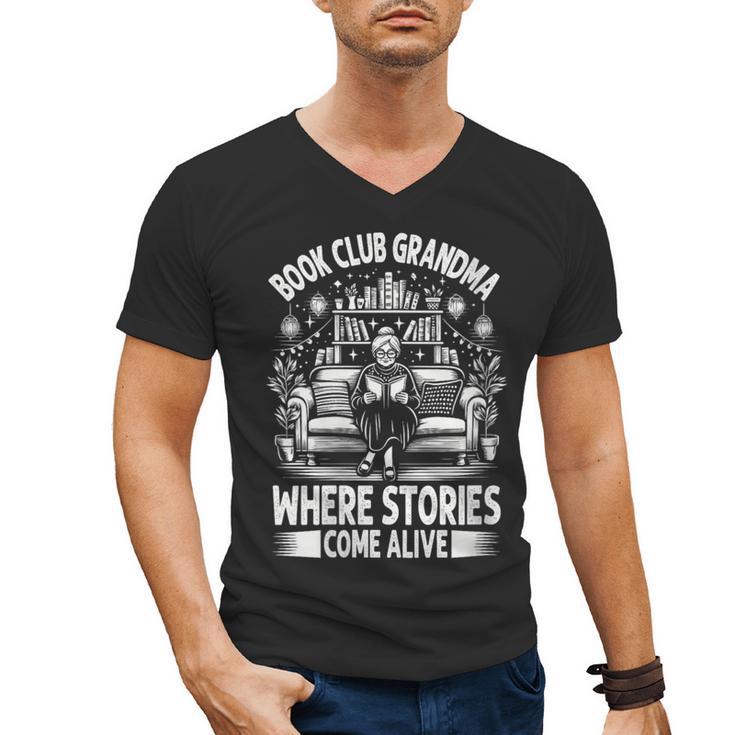 Literary Grandma Reading Club Book Lover Story Enthusiast Men's V-Neck T-Shirt