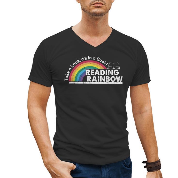 Take A Look It's In A Book Retro Reading Book Lover Men's V-Neck T-Shirt