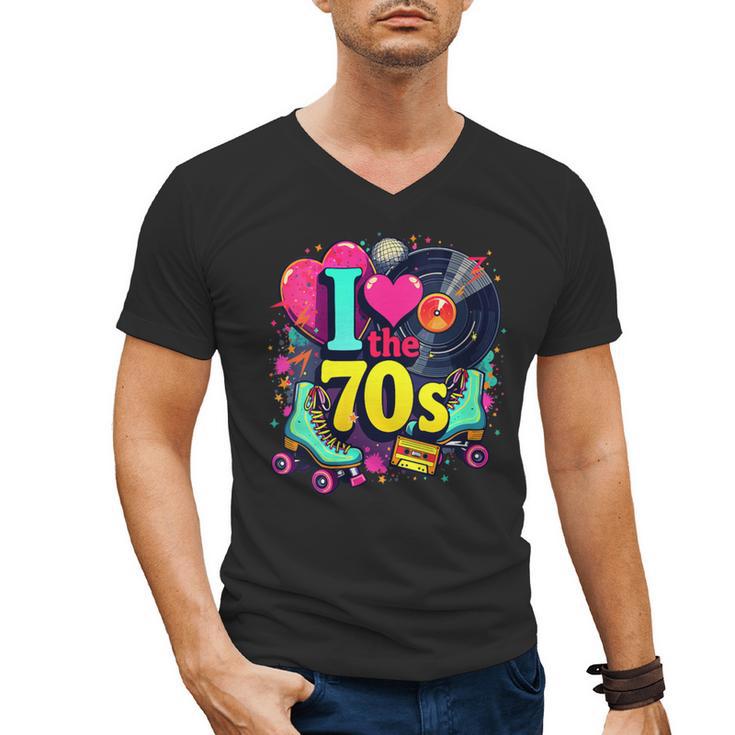 I Love The 70s Vintage Cassette Roller Vinyl Nostalgia 70s Men's V-Neck T-Shirt