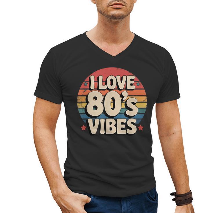 I Love 80’s Vibes Retro 80s Style Vintage Sunset Nostalgia Men's V-Neck T-Shirt