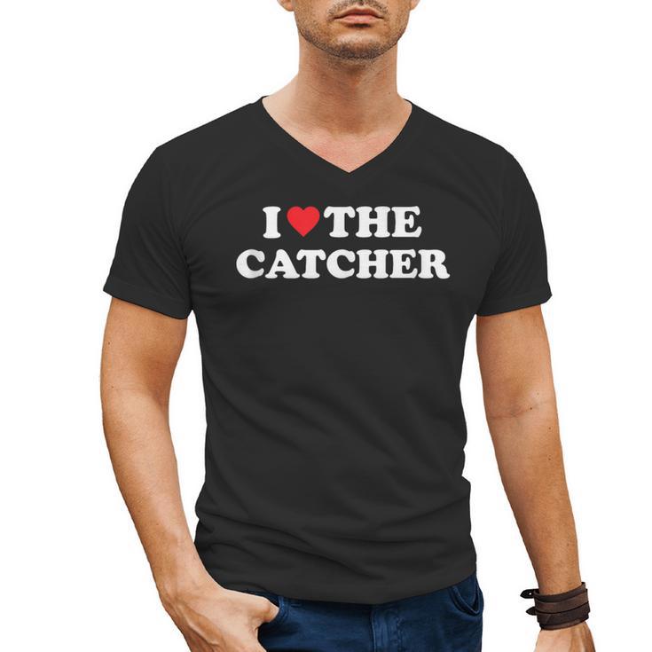 I Love The Catcher Baseball Softball Dad Mom Men's V-Neck T-Shirt