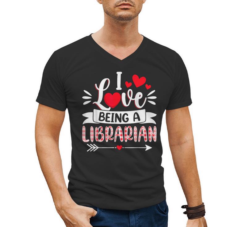 I Love Being A Librarian Library Book Valentine's Day Men's V-Neck T-Shirt