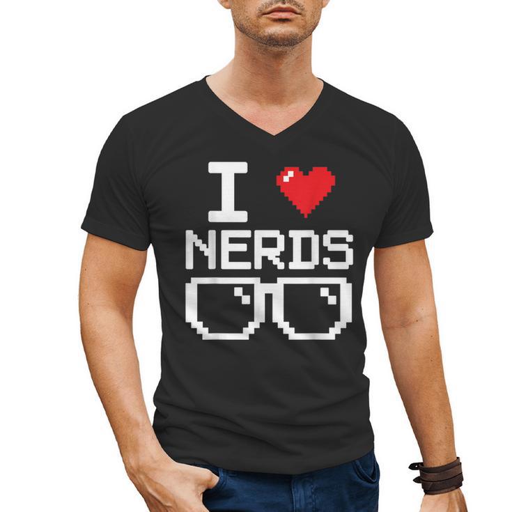 I Love Nerds I Heart Nerds For Science Book Knowledge Geeks Men's V-Neck T-Shirt