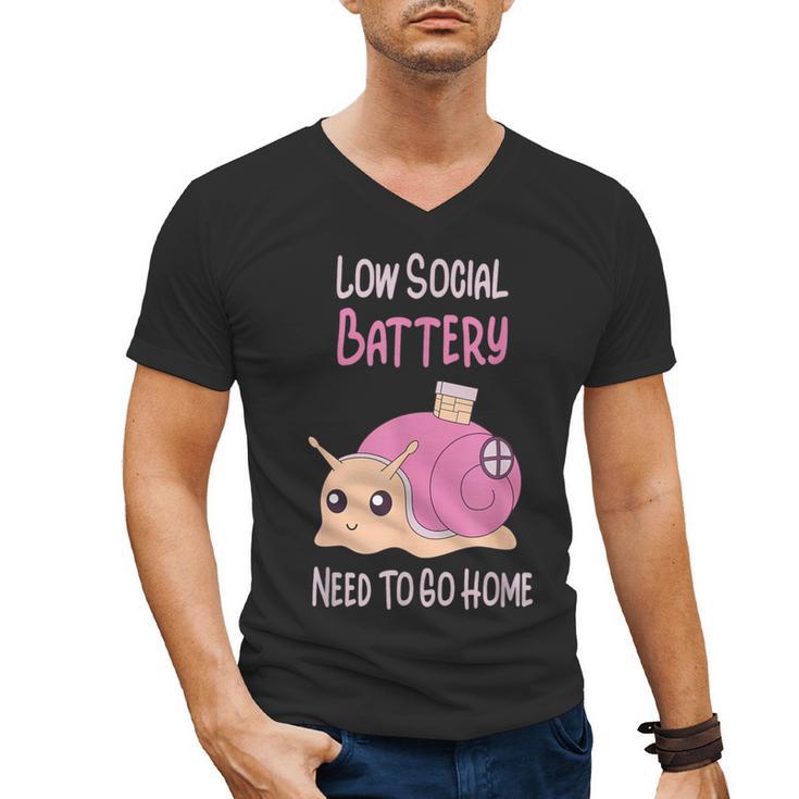 Low Social Battery Cute Snail With House Introvert Cozy Home Men's V-Neck T-Shirt Low Social Battery Cute Snail With House Introvert Cozy Home Men's V-Neck T-Shirt