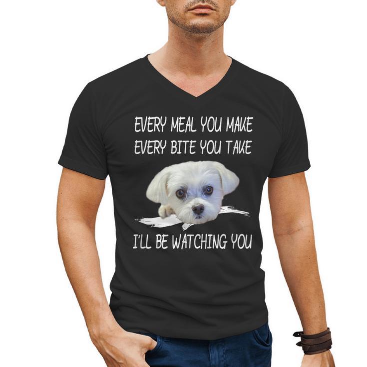 Maltese Dog Watching Owner Quote Puppy Mom Dad Men Women Girls Kids Men's V-Neck T-Shirt