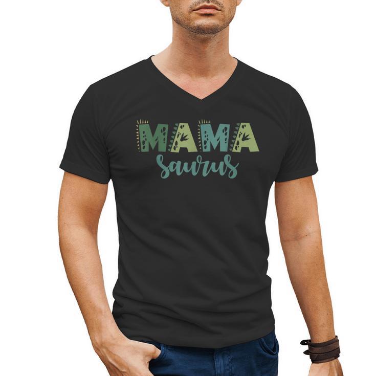 Mama Saurus Dinosaur Birthday Mom Dad Birthday Boy T-Rex Men's V-Neck T-Shirt