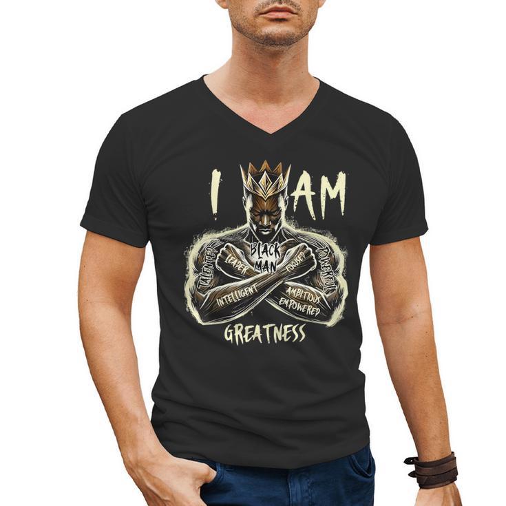 I Am Man King Powerful Dad Afro Melanin Men's V-Neck T-Shirt