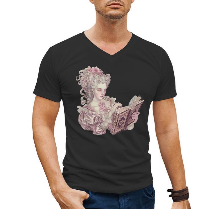 Marie Antoinette Reading A Book Men's V-Neck T-Shirt