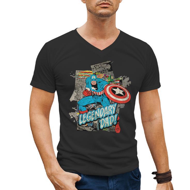 Marvel Captain America Legendary Dad Father's Day Men's V-Neck T-Shirt