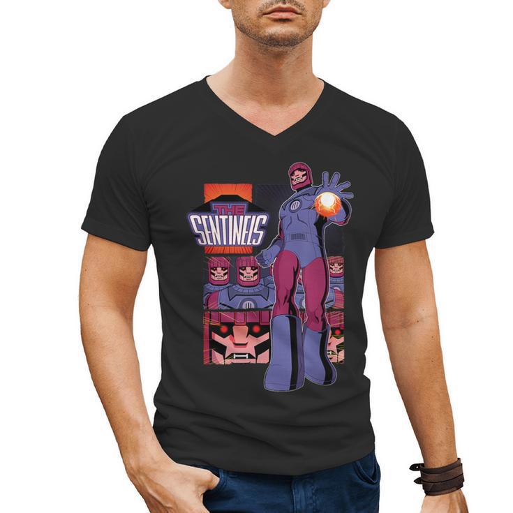 Marvel X-Men '97 Sentinels Vintage Classic Comic Book Panels Men's V-Neck T-Shirt