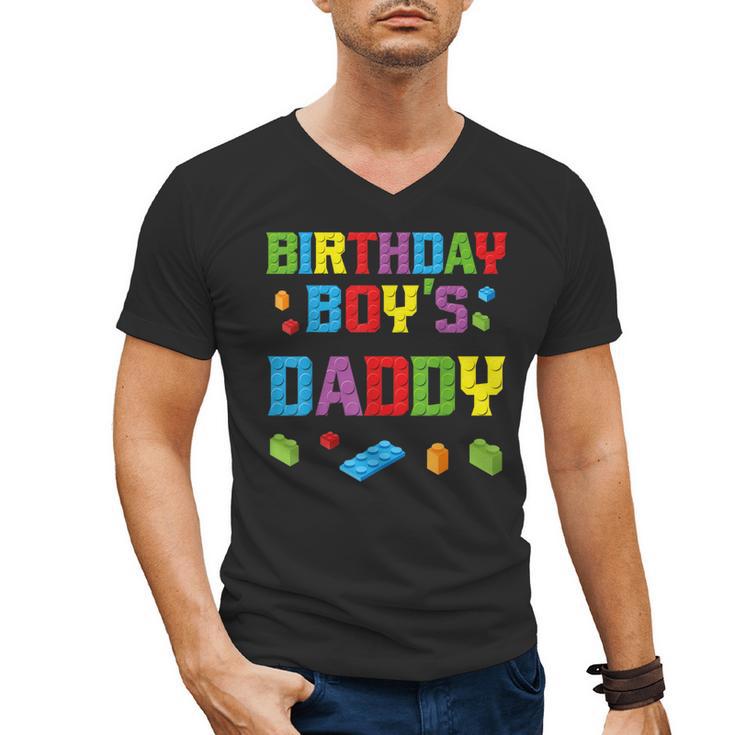 Master Builder Birthday Boy's Daddy Building Bricks Blocks Men's V-Neck T-Shirt
