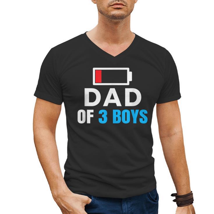 Matching Father's Day Low Battery Dad Of 3 Boys Men's V-Neck T-Shirt