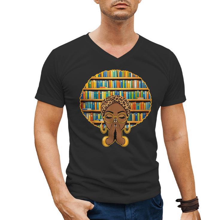 Melanin Afro Women Girl Book Librarian History African Men's V-Neck T-Shirt