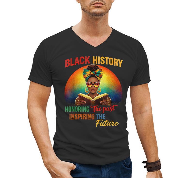 Melanin Honoring Past Inspiring Pride Book Month Men's V-Neck T-Shirt