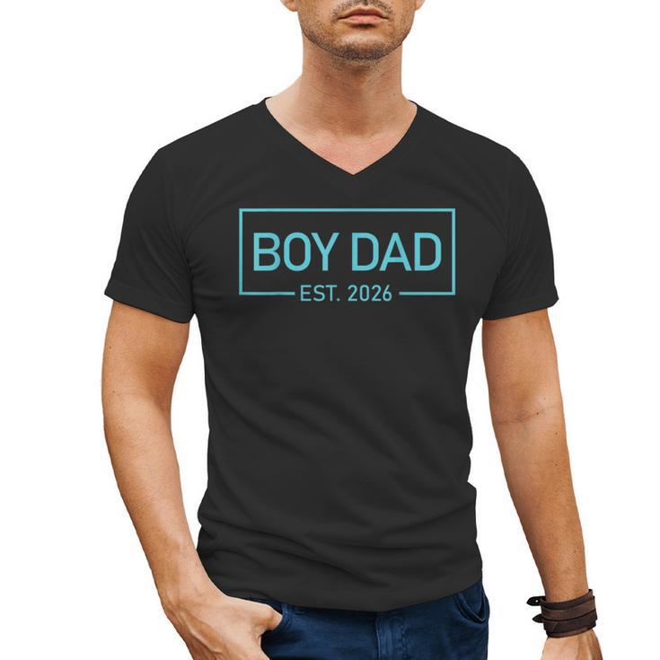Men Boy Dad Est 2026 Newborn Daddy Father Baby Boy Son Men's V-Neck T-Shirt