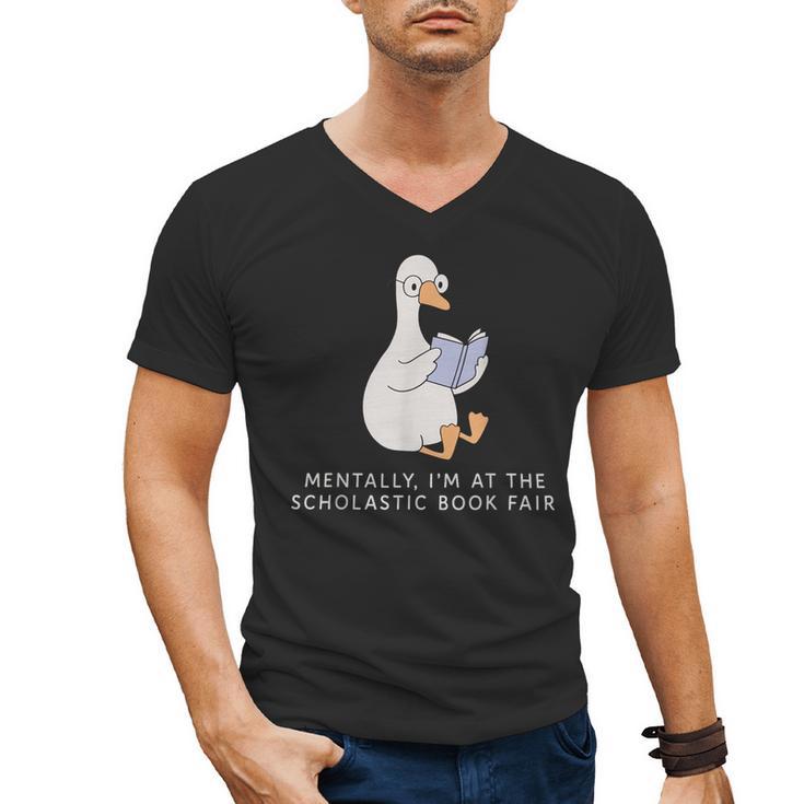 Mentally At The Scholastic Book Fair Retro Vintage Trendy Men's V-Neck T-Shirt