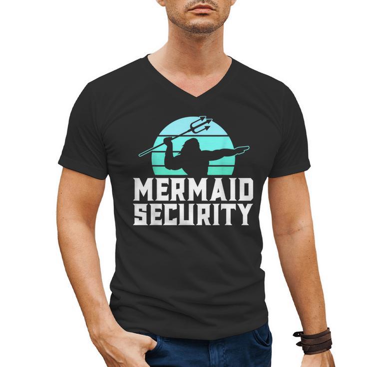 Mermaid Security Shirt Boys Swimmer Dad Merdad Trident Men's V-Neck T-Shirt