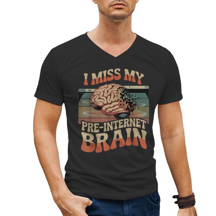 I Miss My Pre-Internet Brain Digital Nostalgia Retro Men's V-Neck T-Shirt