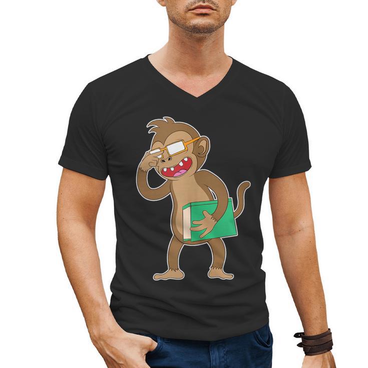 Monkey With a Book Men's V-Neck T-Shirt