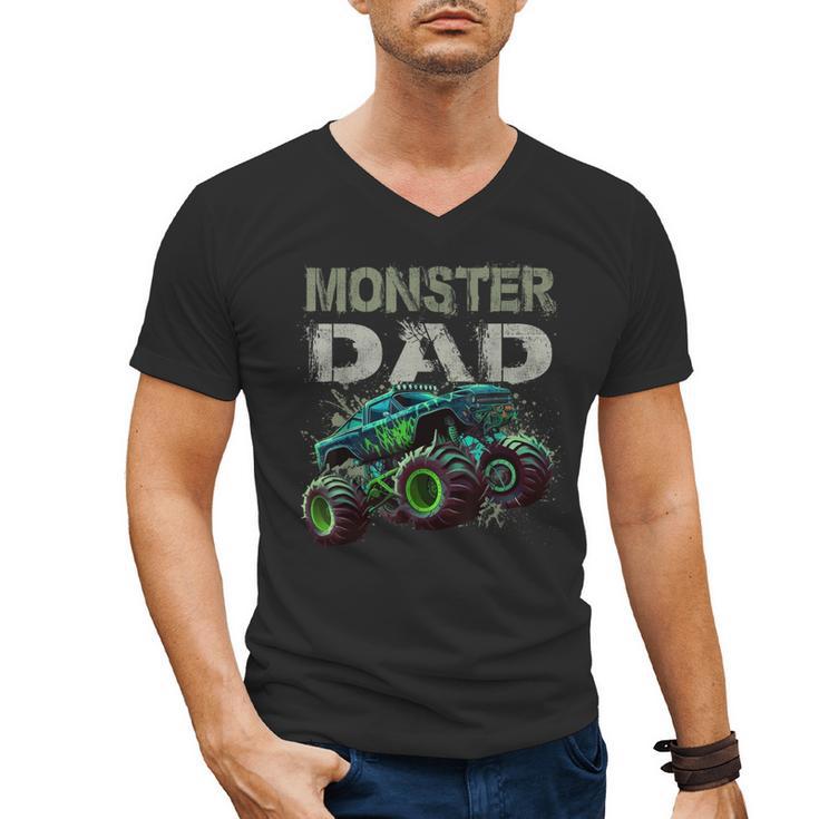 Monster Truck Dad Family Matching Monster Truck Lovers Men's V-Neck T-Shirt