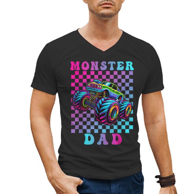 Monster Truck Dad Family Matching Shirt Truck Lovers Men's V-Neck T-Shirt