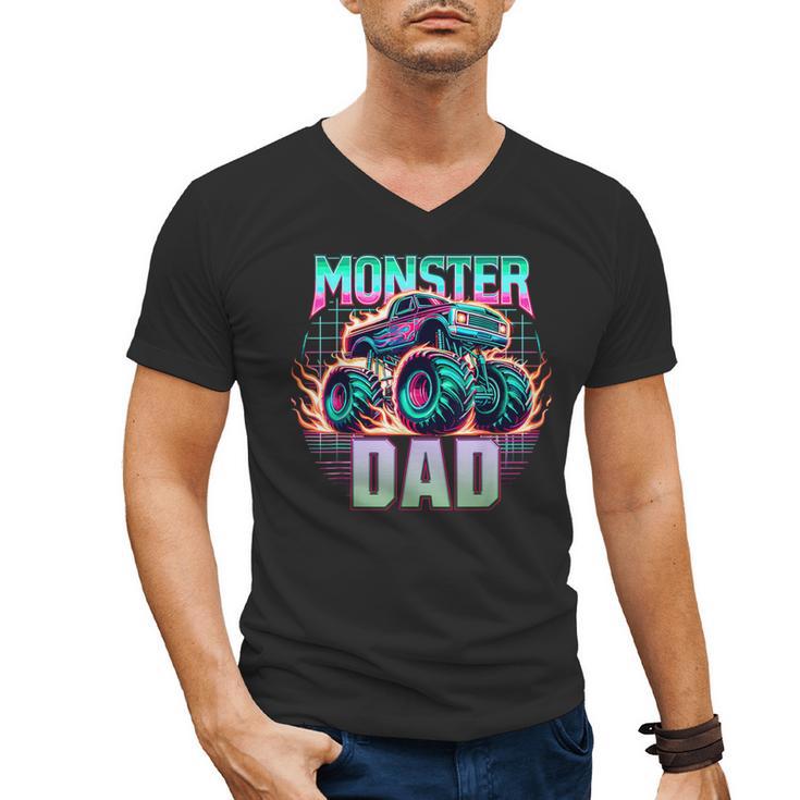 Monster Truck Dad Monster Truck Are My Jam Truck Lovers Men's V-Neck T-Shirt