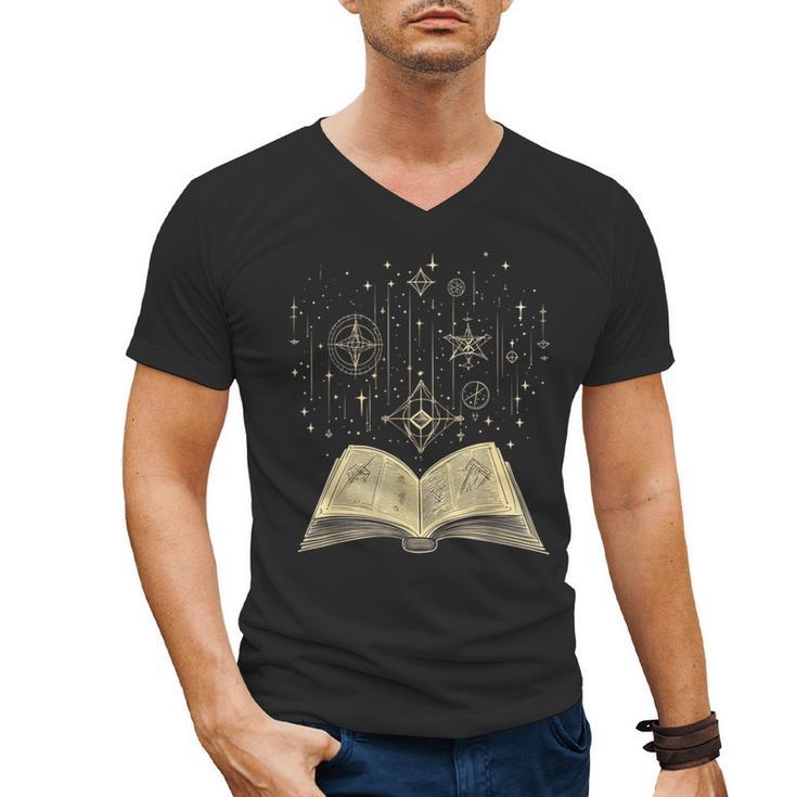 Mystic Astral Lunar Celestial Witch Spell Book Men's V-Neck T-Shirt