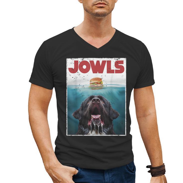 Newfoundland Dog Newfie Lab Jowls Burger Dog Mom Dad Men's V-Neck T-Shirt