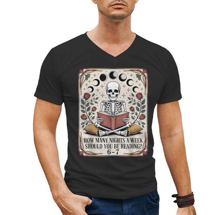 How Many Nights Reading Meme 6 7 Book Lover Men's V-Neck T-Shirt