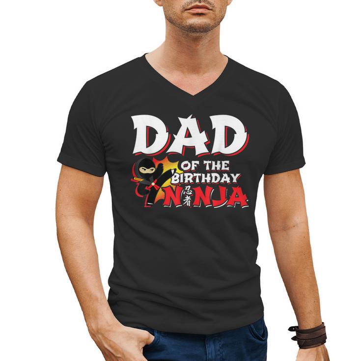 Ninja Birthday Party Dad Of The Birthday Ninja Small Men's V-Neck T-Shirt