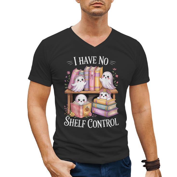 I Have No Shelf Control Ghost Reading Books Pun Men's V-Neck T-Shirt