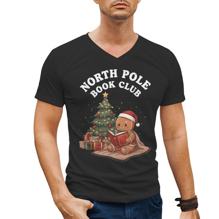 North Pole Book Club Gingerbread Christmas Reading Men's V-Neck T-Shirt