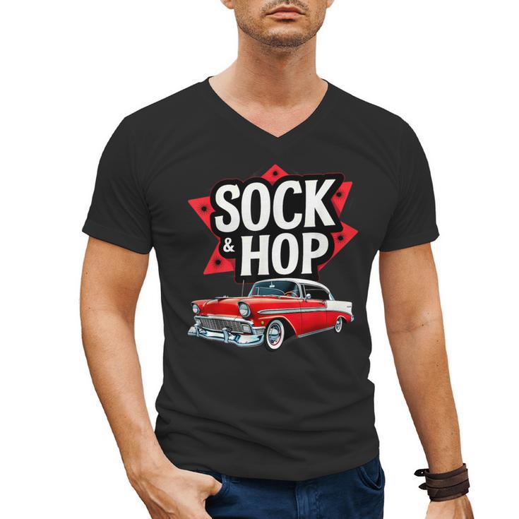 Nostalgia 1950s Sock Hop Dance Men's V-Neck T-Shirt