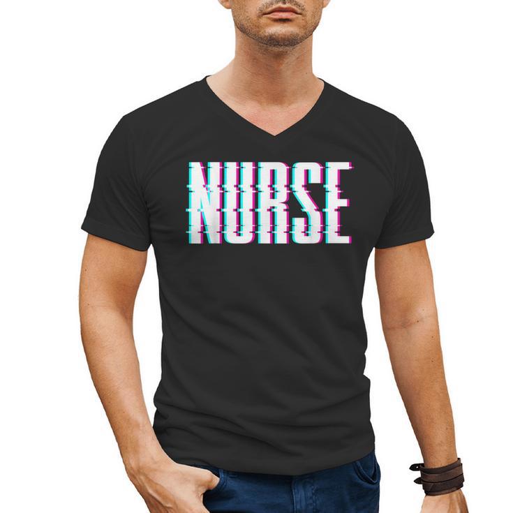 Nurse Glitch Aesthetic Graduation Nurse Glitch Graphic Art Men's V-Neck T-Shirt