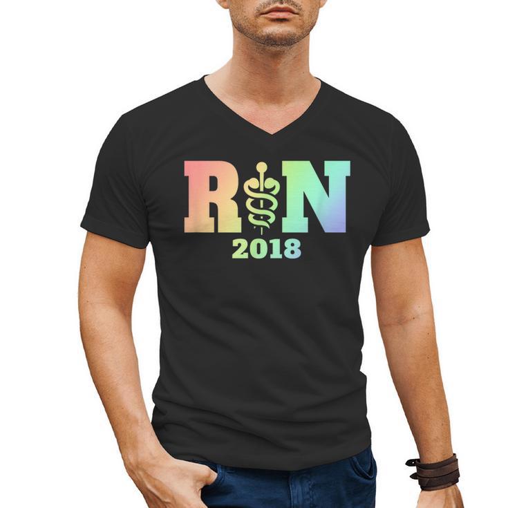 Nurse Graduation Shirt RN Est 2018 Rainbow Tshirt Men's V-Neck T-Shirt