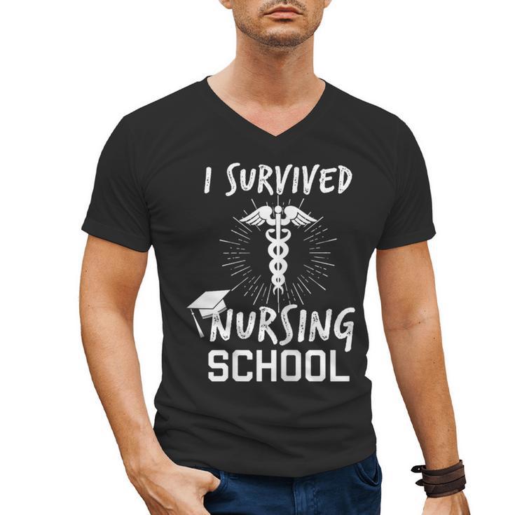 Nursing School Graduation Shirt I Survived RN Gift Men's V-Neck T-Shirt